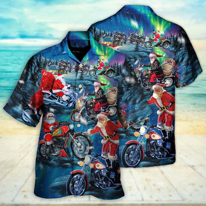 Hawaiian Christmas shirt, Christmas Santa Biker Crazy Driving Hawaiian Shirt, Christmas Gift, Hawaiian Aloha Shirt