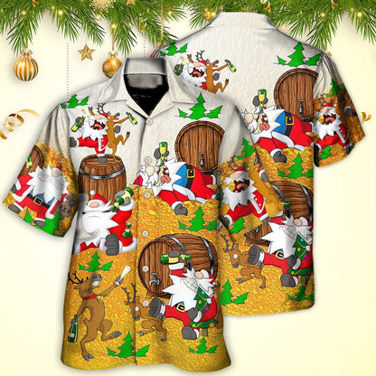 Hawaiian Christmas shirt, Christmas Santa Claus Drunk Beer Funny Happy Xmas Hawaiian Shirt, Christmas Gift, Hawaiian Aloha Shirt
