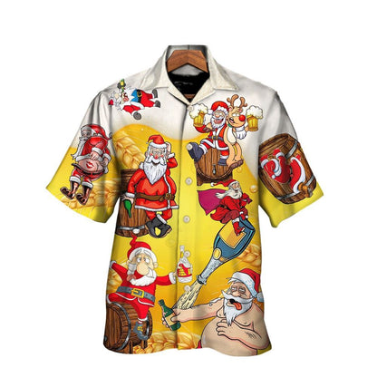 Hawaiian Christmas shirt, Christmas Santa Claus Drunk Beer Funny Troll Xmas Hawaiian Shirt, Christmas Gift, Hawaiian Aloha Shirt