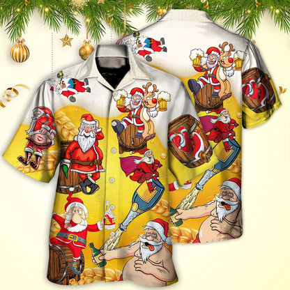 Hawaiian Christmas shirt, Christmas Santa Claus Drunk Beer Funny Troll Xmas Hawaiian Shirt, Christmas Gift, Hawaiian Aloha Shirt