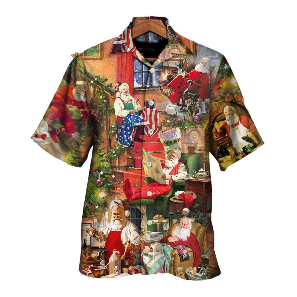 Hawaiian Christmas shirt, Christmas Santa Claus In Daily Life Hawaiian Shirt, Christmas Gift, Hawaiian Aloha Shirt