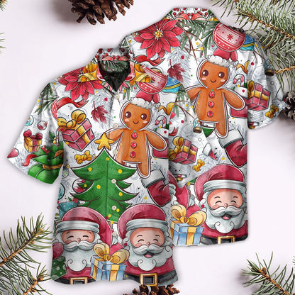 Hawaiian Christmas shirt, Christmas Santa Cutie Winter Snowman Gingerbread Hawaiian Shirt, Christmas Gift, Hawaiian Aloha Shirt