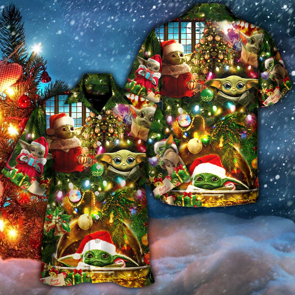 Hawaiian Christmas shirt, Christmas Star Wars Baby Yoda Season’s Greetings Hawaiian Shirt, Christmas Gift, Hawaiian Aloha Shirt
