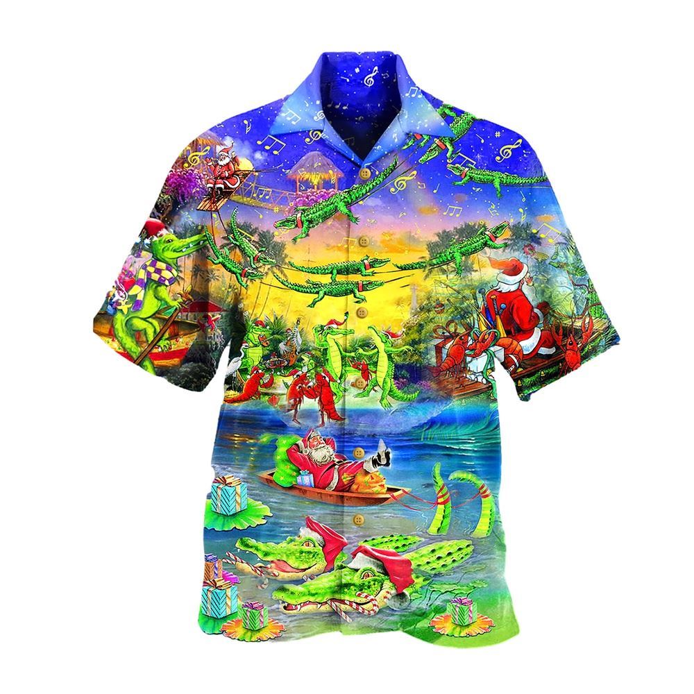 Hawaiian Christmas shirt, Crocodile Love Xmas Merry Christmas Hawaiian Shirt, Christmas Gift, Hawaiian Aloha Shirt