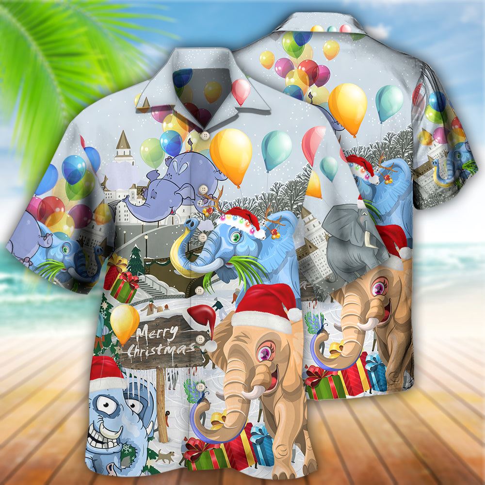Hawaiian Christmas shirt, Elephant Funny Having Fun On Christmas Day Hawaiian Shirt, Christmas Gift, Hawaiian Aloha Shirt