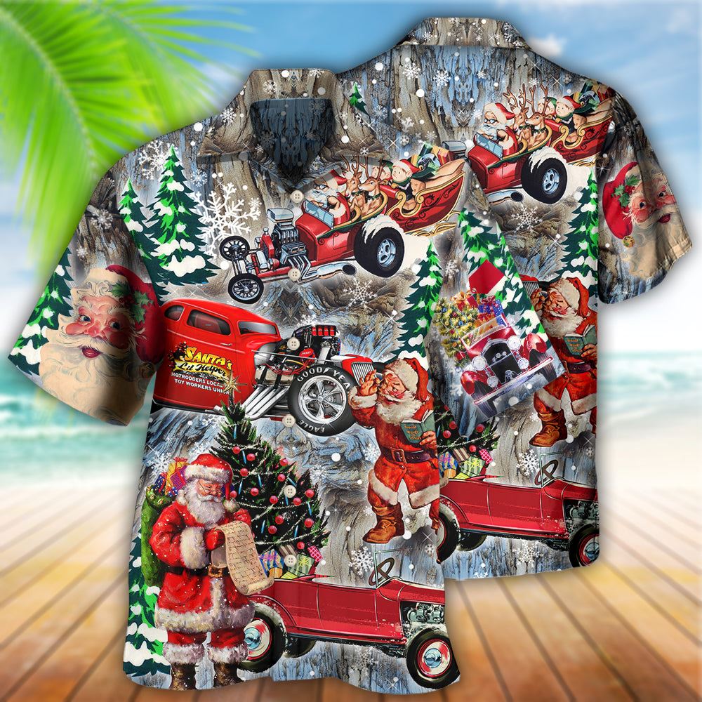 Hawaiian Christmas shirt, Hot Rod Merry Christmas Funny Hawaiian Shirt, Christmas Gift, Hawaiian Aloha Shirt
