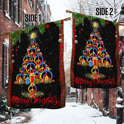 Hippie Christmas Flag Merry Christmas Hippie Christmas Flag, Christmas Gift, Christmas Garden Flags, Christmas Outdoor Flag