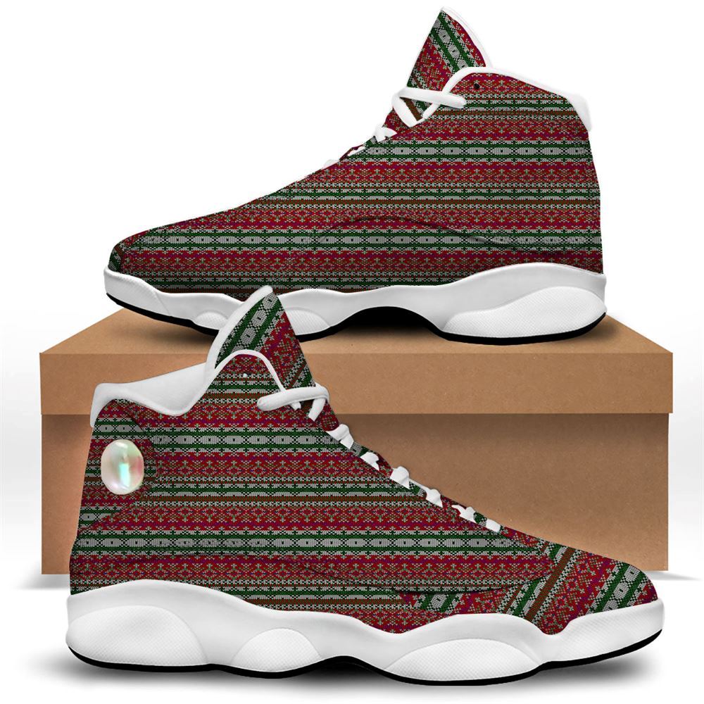 Holiday Knitted Christmas Print Pattern Jd13 Shoes For Men & Women, Christmas Basketball Shoes, Gift Christmas Shoes, Winter Fashion Shoes
