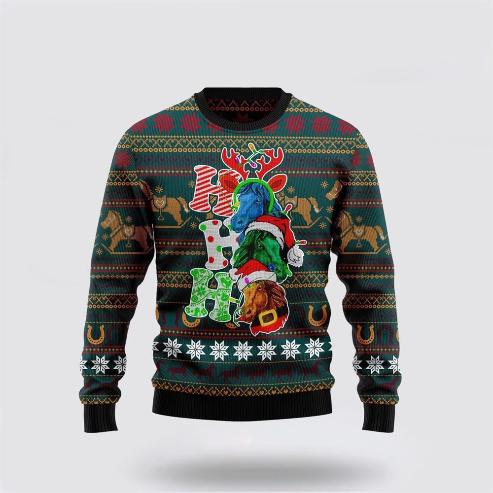 Horse Ho Ho Ho Ugly Christmas Sweater For Men And Women, Farm Ugly Sweater, Christmas Fashion Winter