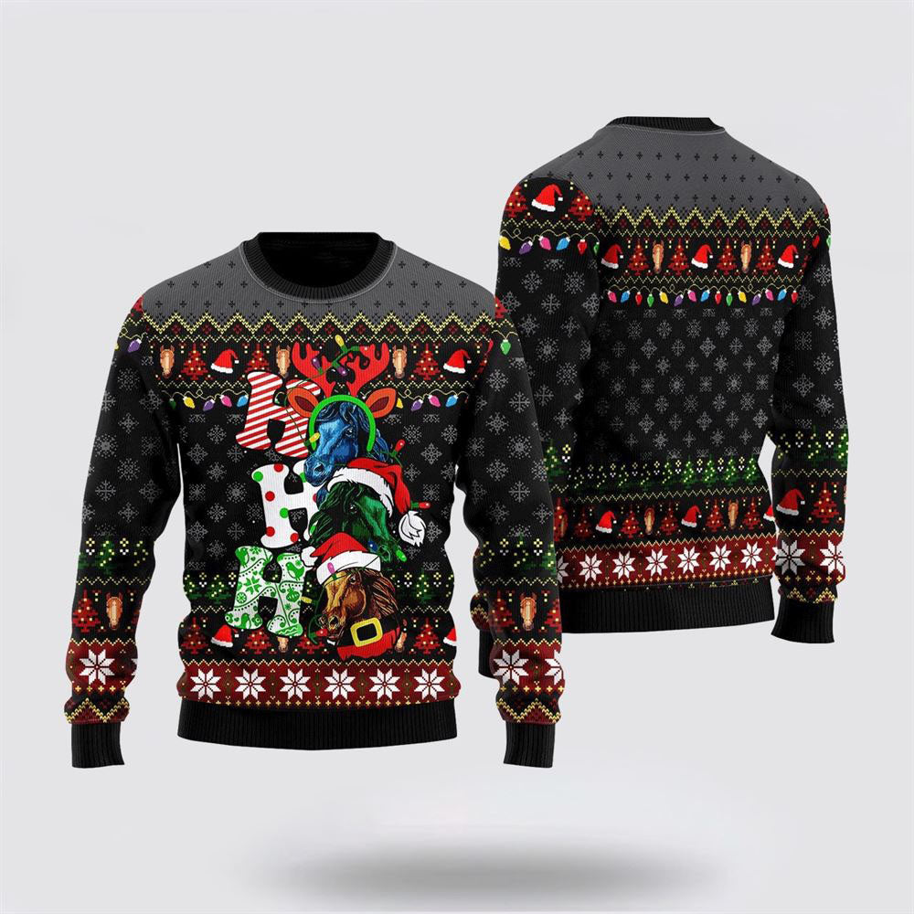 Horse Hohoho Ugly Christmas Sweater For Men And Women, Farm Ugly Sweater, Christmas Fashion Winter