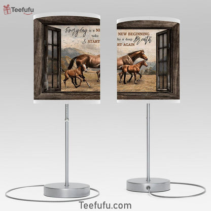 Horse Running In Grassland Every Is A New Beginning Table Lamp Prints - Religious Table Lamp Art - Christian Home Decor