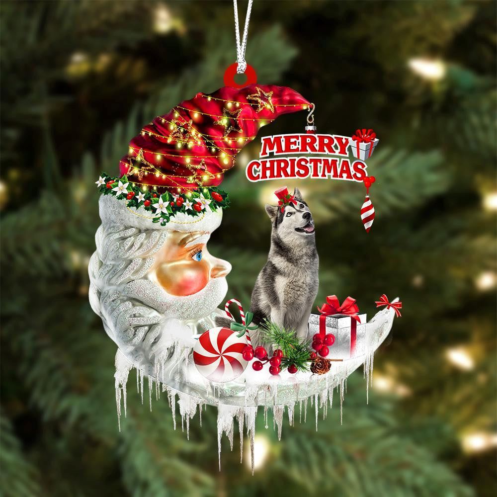 Husky On The Moon Merry Christmas Hanging Ornament, Christmas Tree Decoration, Car Ornament Accessories, Christmas Ornaments 2023