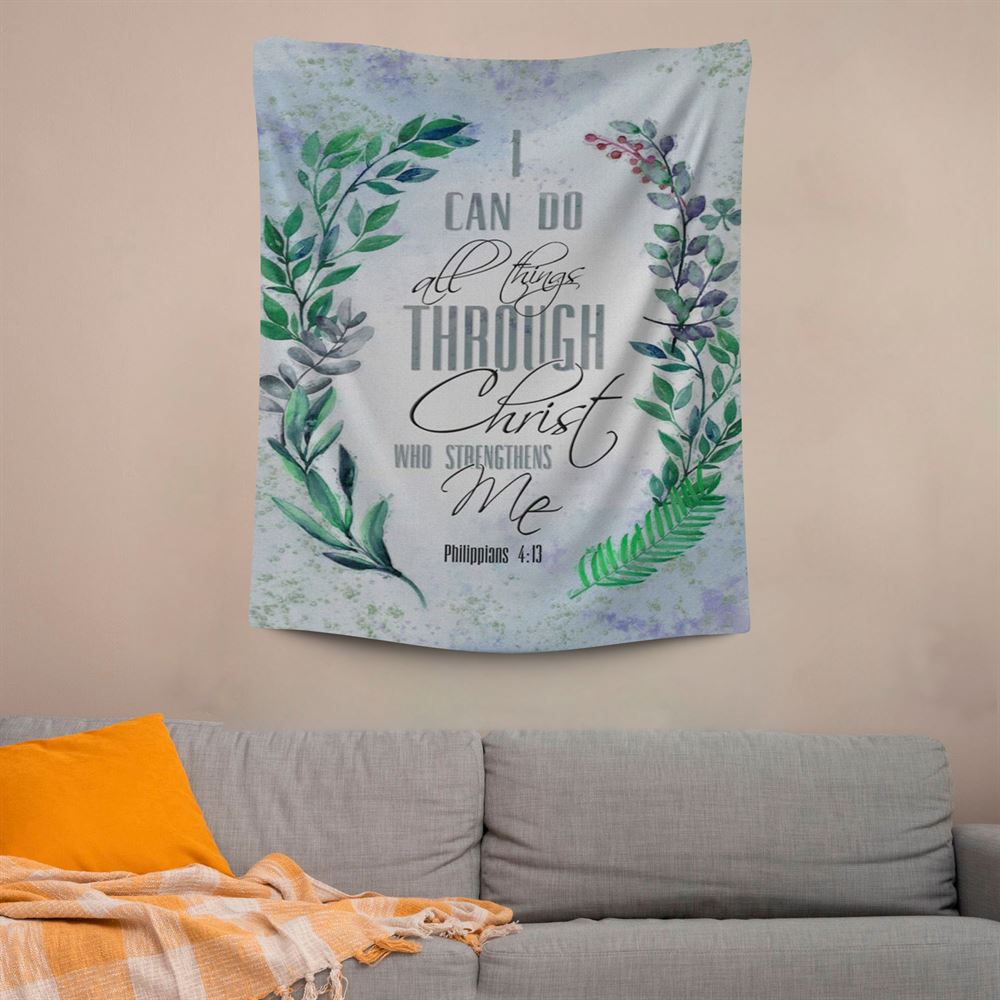 I Can Do All Things Through Christ Bay Leaf Bible Verse Wall Decor Art, Scripture Wall Art, Tapestries Spiritual For Bedroom