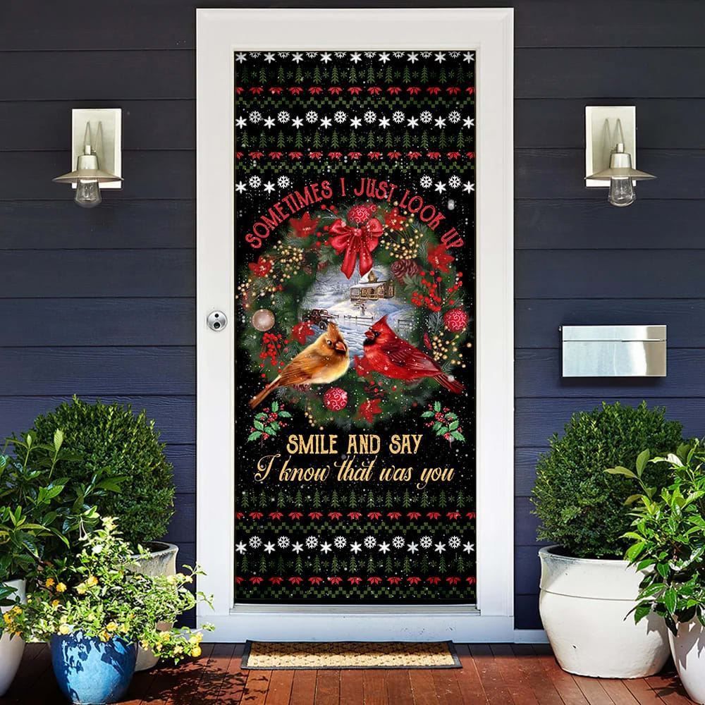 I Know That Was You Red Birds Door Cover, Xmas Door Covers, Christmas Gift, Christmas Door Coverings