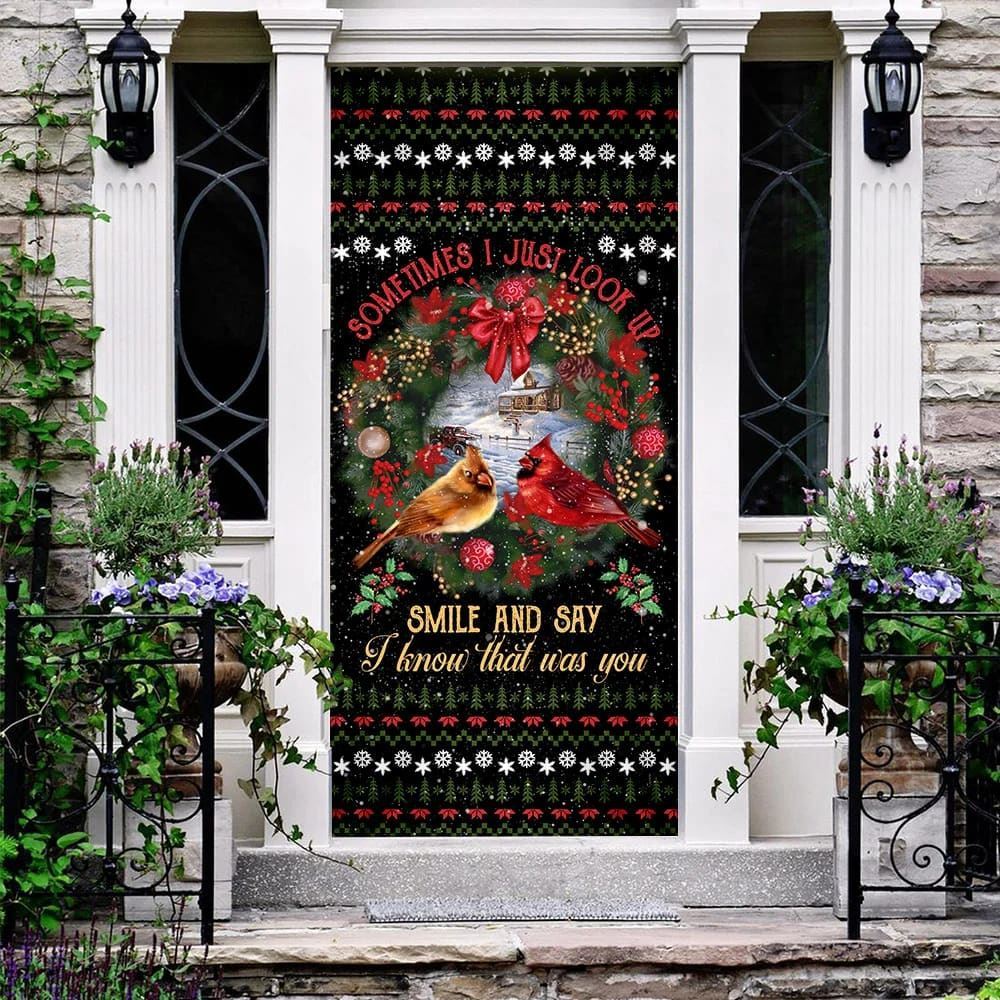 I Know That Was You Red Birds Door Cover, Xmas Door Covers, Christmas Gift, Christmas Door Coverings