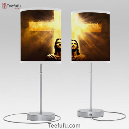 Jesus Christ Close Up Portrait With Cross Table Lamp Pictures - Faith Art - Christian Table Lamp Bedroom Decor Decor
