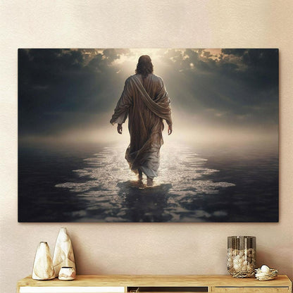 Jesus Christ Walks In Water Canvas Pictures - Faith Art - God Canvas Wall Art Decor