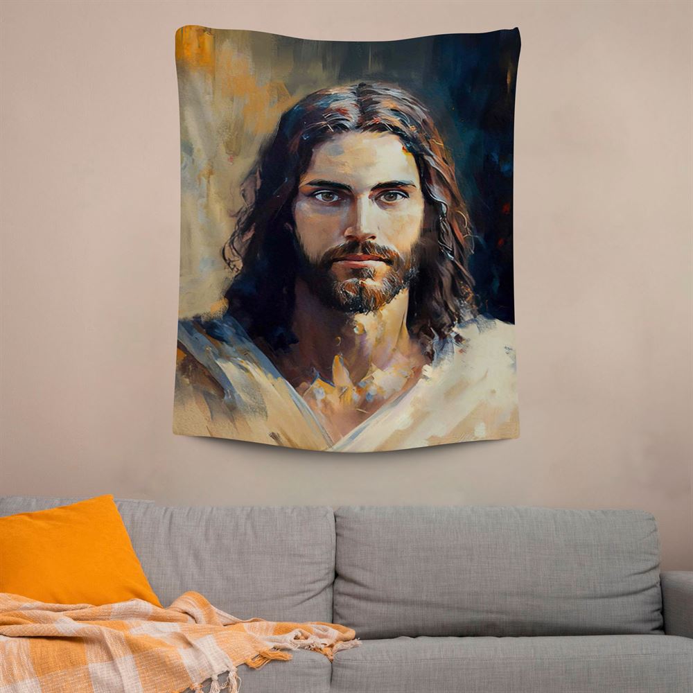 Jesus Face Tapestry Pictures, Scripture Wall Art, Tapestries Spiritual For Bedroom