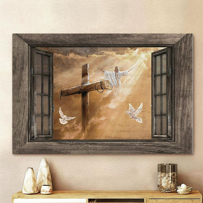 Jesus Heaven's Light The Rugged Cross Canvas Art - Christian Wall Art Decor - Bible Verse Canvas