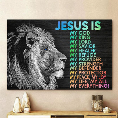 Jesus Is My God My King My Lord Canvas Wall Art - Jesus Christ Canvas - Christian Canvas Prints