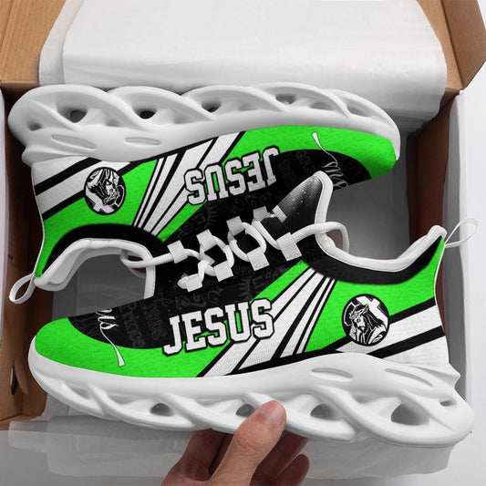 Jesus Running Sneakers Green Max Soul Shoes, Christian Soul Shoes, Jesus Running Shoes, Fashion Shoes