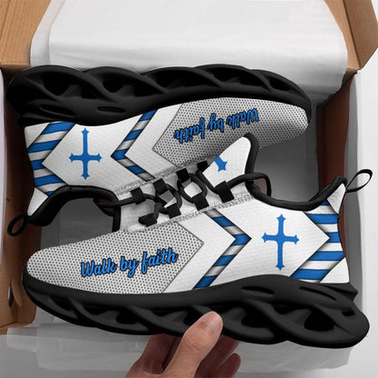Jesus Walk By Faith Running Sneakers Christ White Max Soul Shoes, Christian Soul Shoes, Jesus Running Shoes, Fashion Shoes