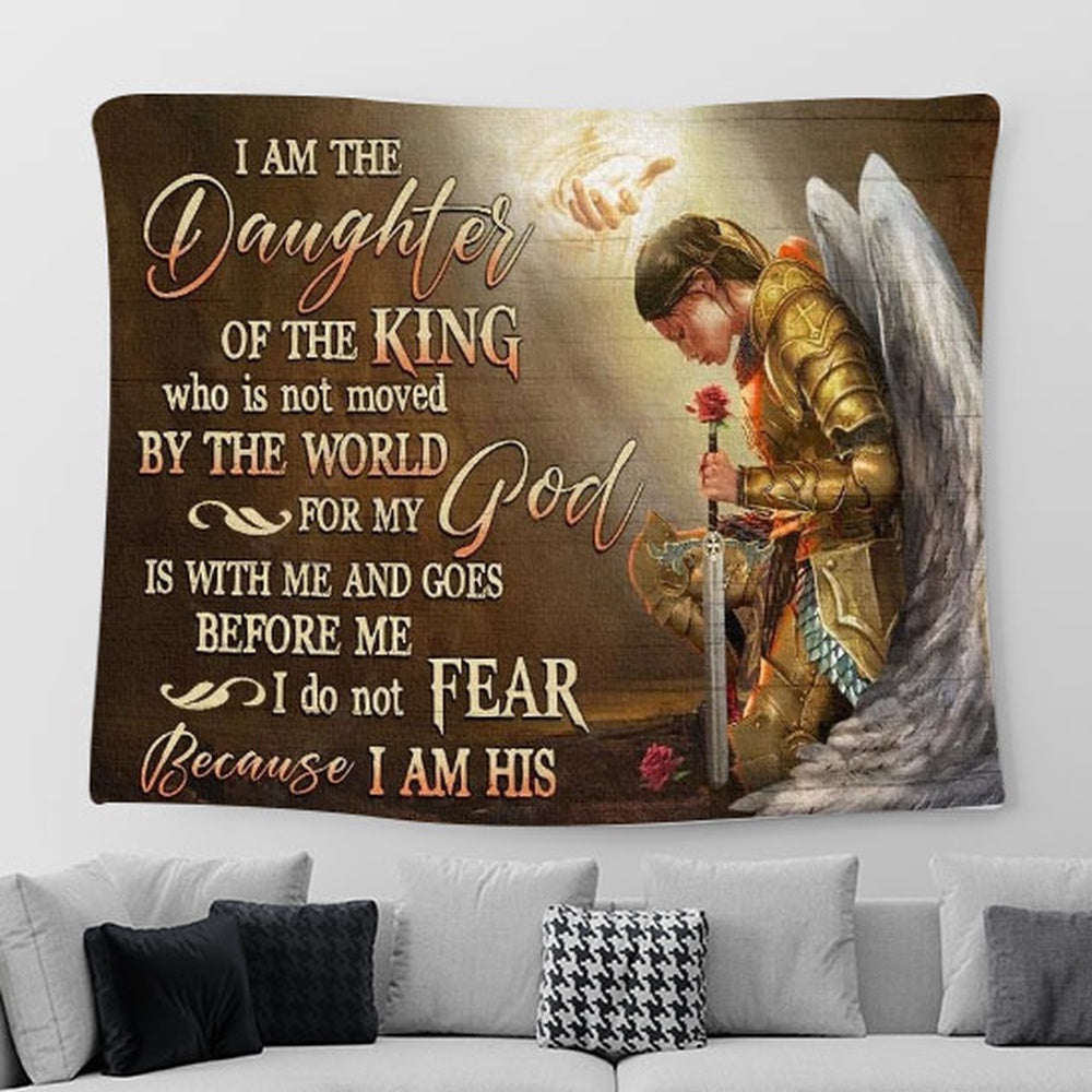 Jesus Woman Warrior Angel Wings I Am The Daughter Of The King Tapestry