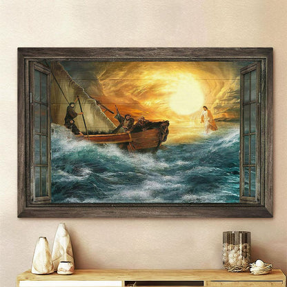 Jesus guides us through storm Canvas Wall Art - Bible Verse Canvas - Religious Wall Art