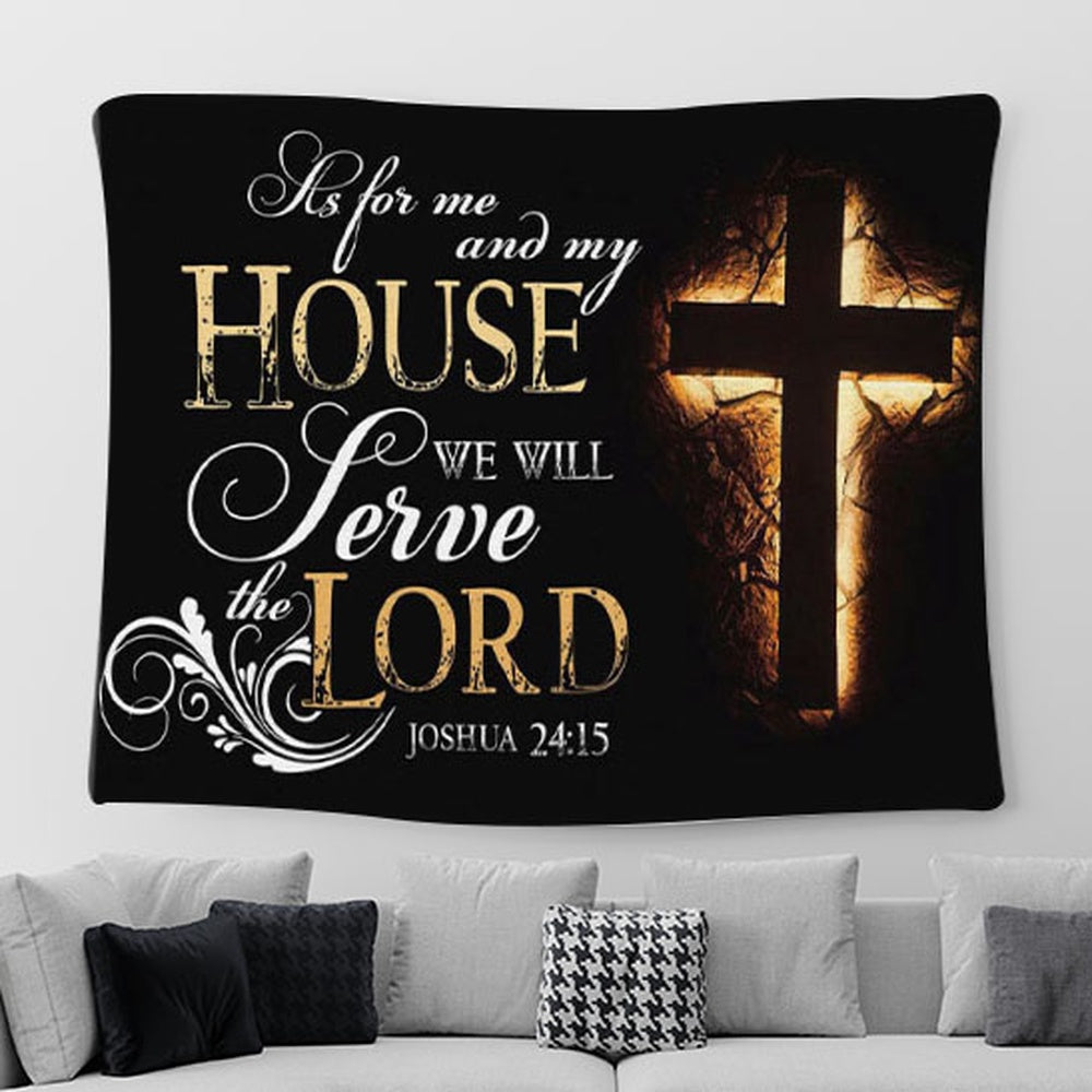 Joshua 2415 Tapestry Wall Art - Bible Verse Tapestry Wall Art Print - Christian Tapestries For Room Decor