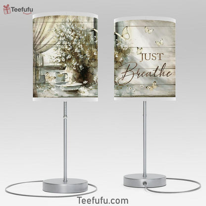 Just Breathe Flower Large Table Lamp - Christian Table Lamp Prints - Religious Table Lamp Art