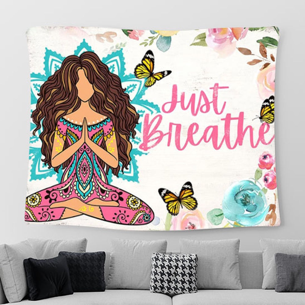 Just Breathe Namaste Yoga Wall Art - Boho-chic Wall Art for Women - Hippie Zen Wall Art