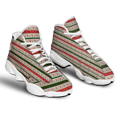 Knitted Christmas Print Pattern Jd13 Shoes For Men & Women, Christmas Basketball Shoes, Gift Christmas Shoes, Winter Fashion Shoes