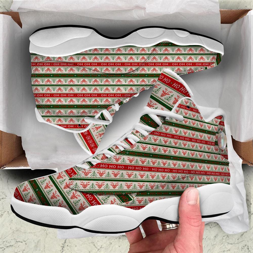 Knitted Christmas Print Pattern Jd13 Shoes For Men & Women, Christmas Basketball Shoes, Gift Christmas Shoes, Winter Fashion Shoes