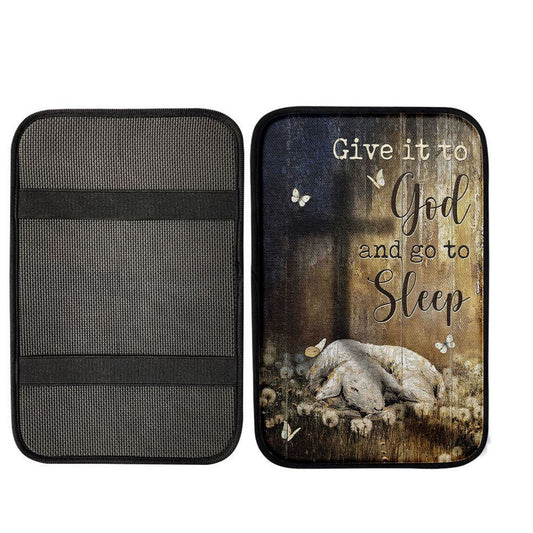 Lamb Of God Dandelion Field Give It To God And Go To Sleep Center Console Armrest Pad, Christian Art, Bible Verse Interior Car Accessories