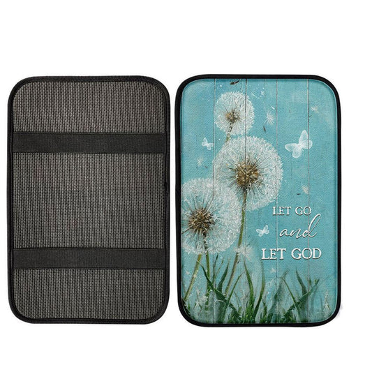 Let Go And Let God Dandelion White Butterfly Center Console Armrest Pad, Lion Seat Box Cover, Christian Interior Car Accessories
