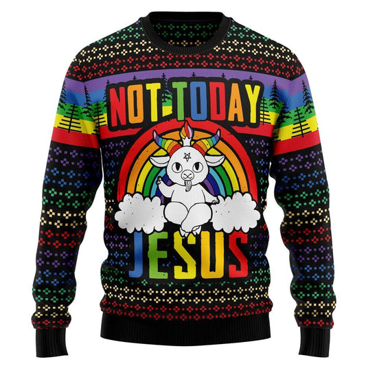 Lgbt Not Today Jesus Ugly Christmas Sweater, Christian Sweater, God Gift, Gift For Christian, Jesus Winter Fashion