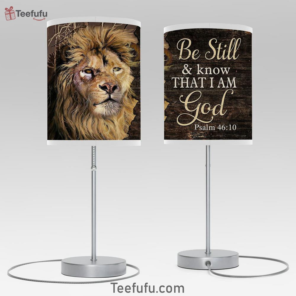 Lion Psalm 4610 Be still I am God Table Lamp Bedroom Decor - Bible Verse Table Lamp - Religious Prints