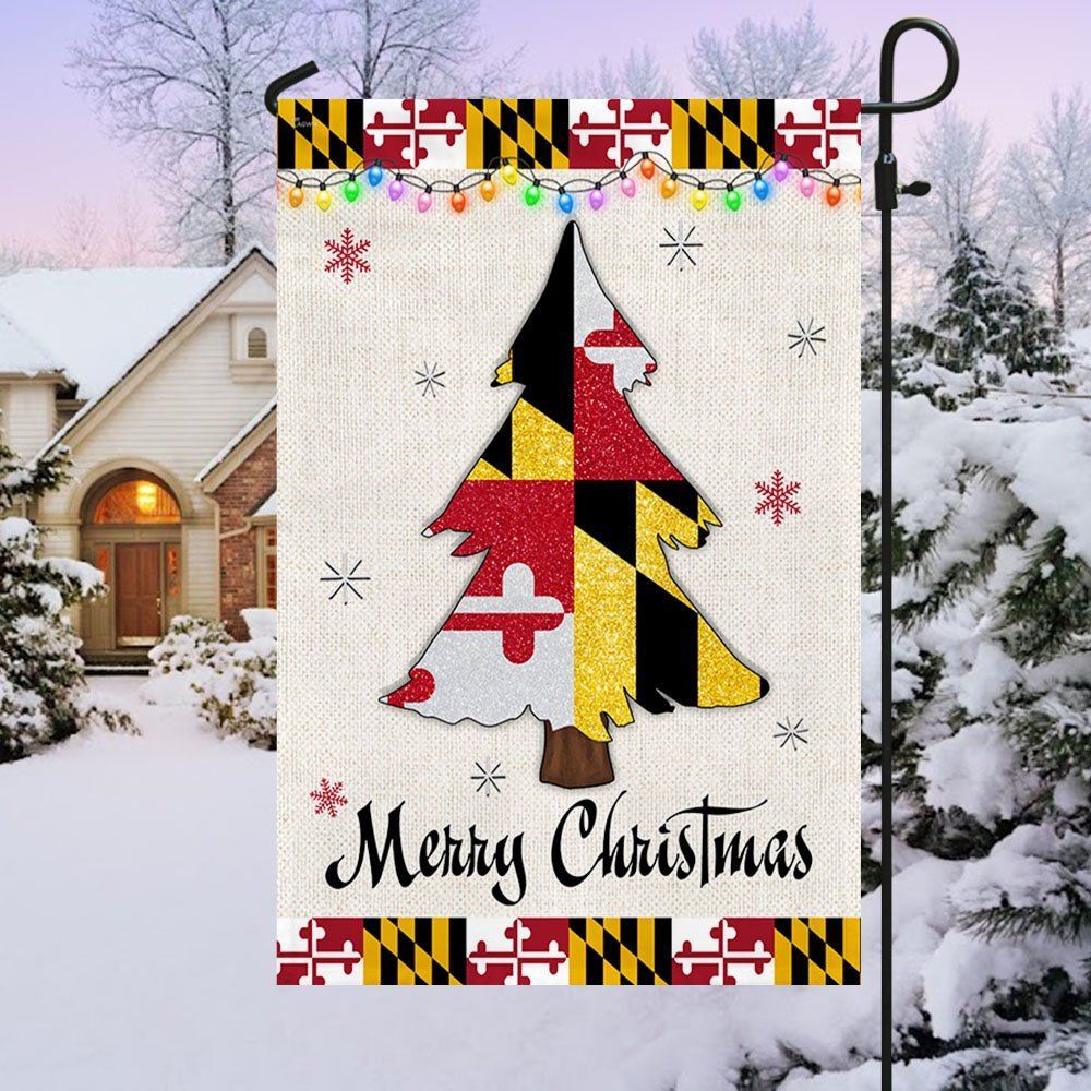 Maryland Christmas Flag Christmas Tree Maryland Christmas Decoraa Christmas Flag, Christmas Gift, Christmas Garden Flags, Christmas Outdoor Flag