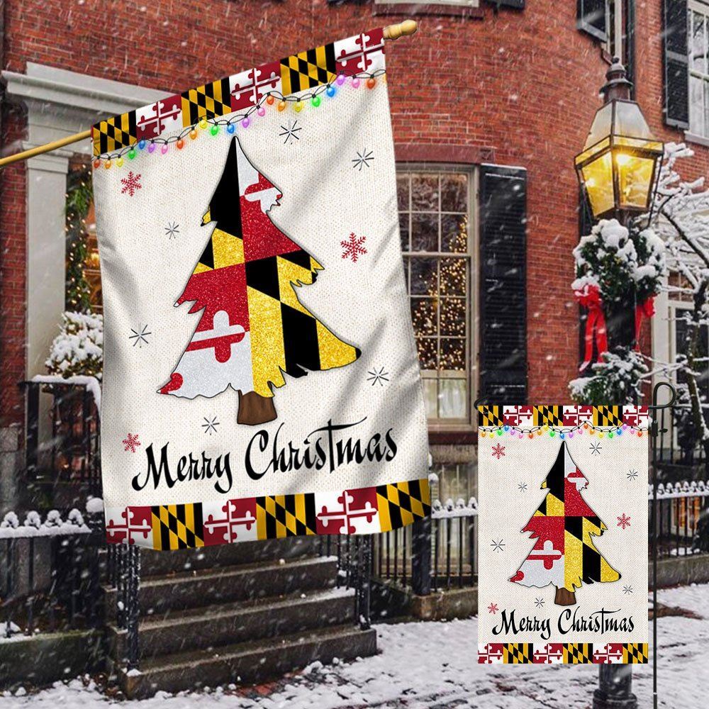 Maryland Christmas Flag Christmas Tree Maryland Christmas Decoraa Christmas Flag, Christmas Gift, Christmas Garden Flags, Christmas Outdoor Flag