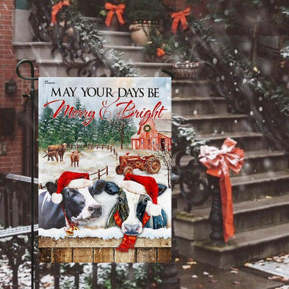 May Your Days Be Merry And Bright Cattle Christmas Flag, Christmas Gift, Christmas Garden Flags, Christmas Outdoor Flag