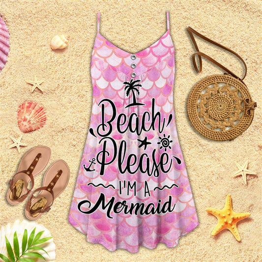 Mermaid Beach Please Spaghetti Strap Summer Dress For Women On Beach Vacation, Hippie Dress, Hippie Beach Outfit