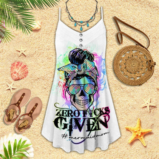 Mermaid Skull Mom Spaghetti Strap Summer Dress For Women On Beach Vacation, Hippie Dress, Hippie Beach Outfit