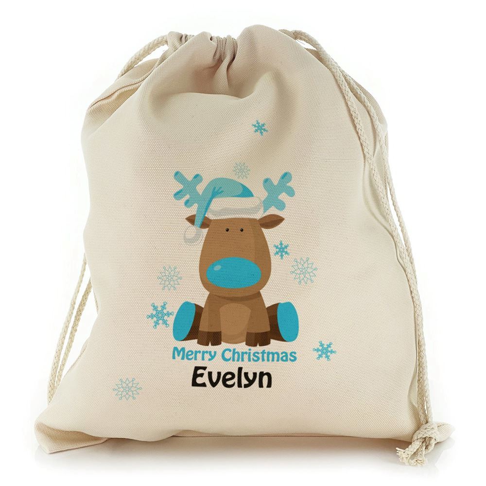 Merry Blue Santa Hat Reindeer Christmas Sack, Christmas Bag Gift, Christmas Tree Decoration Ideas, Christmas Gift 2023
