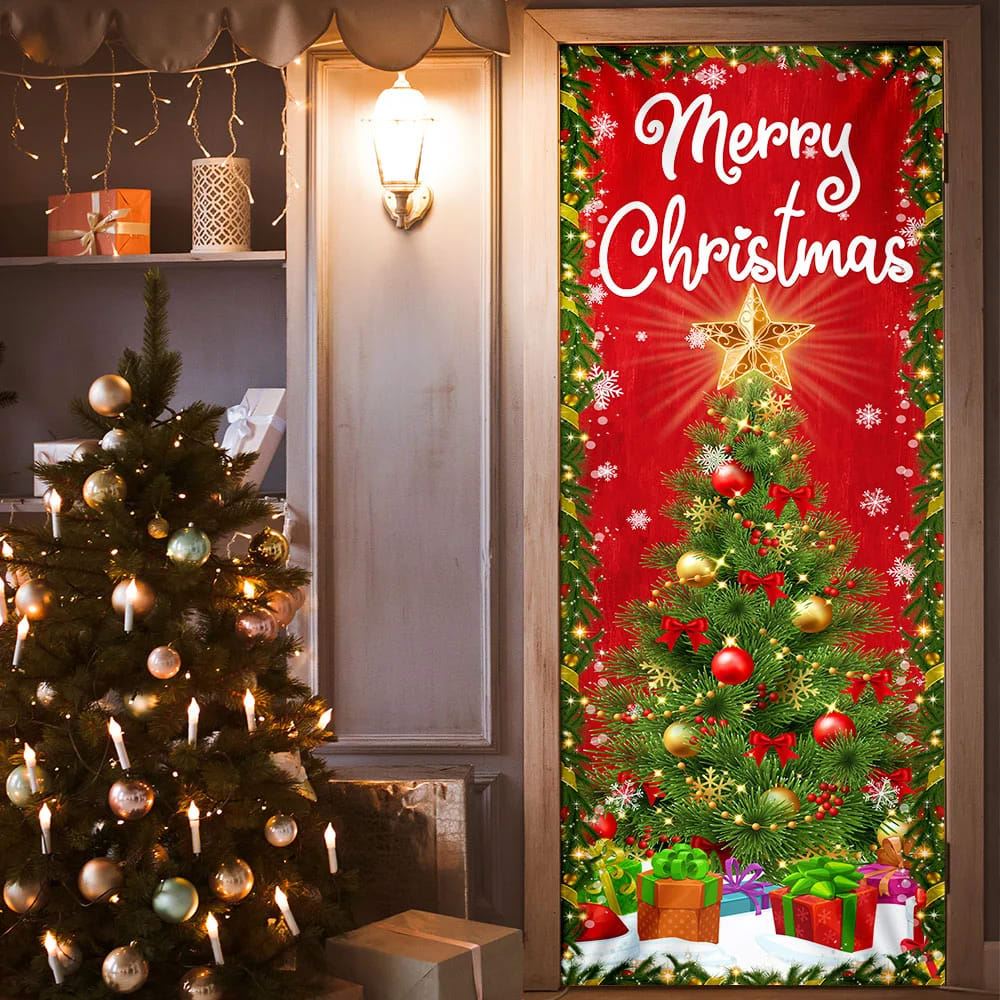 Merry Christmas Door Cover Christmas Tree Decor, Xmas Door Covers, Christmas Gift, Christmas Door Coverings