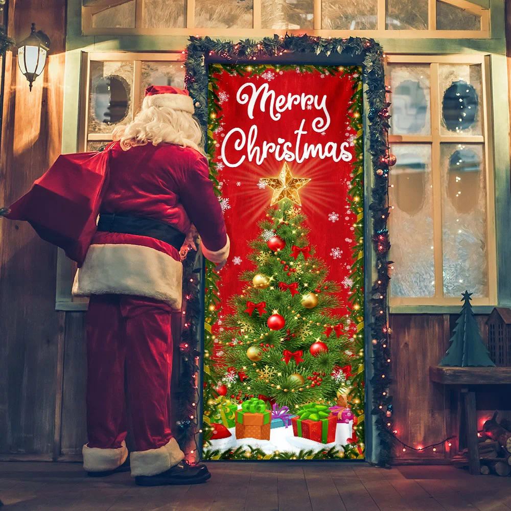 Merry Christmas Door Cover Christmas Tree Decor, Xmas Door Covers, Christmas Gift, Christmas Door Coverings