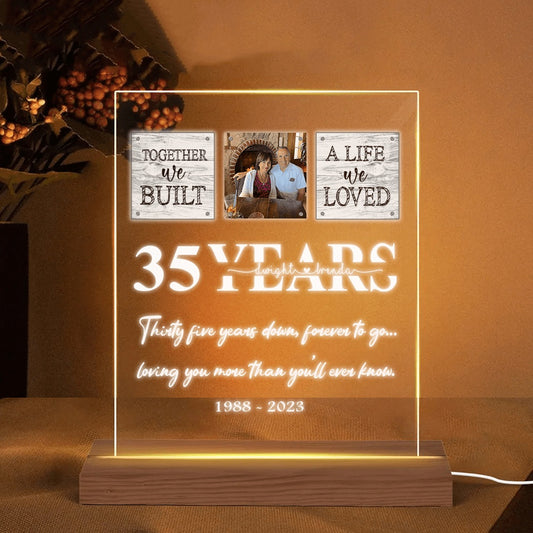 Mother's Day Led Night Light, Personalized Wedding Anniversary Night Light 35th For Husband and Wife Night Light
