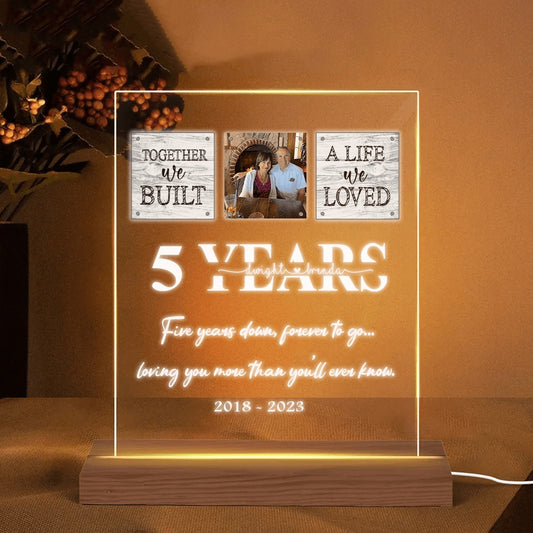 Mother's Day Led Night Light, Personalized Wedding Anniversary Night Light 5th For Husband and Wife Night Light