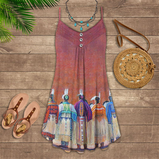 Native American Spaghetti Strap Summer Dress For Women On Beach Vacation, Hippie Dress, Hippie Beach Outfit
