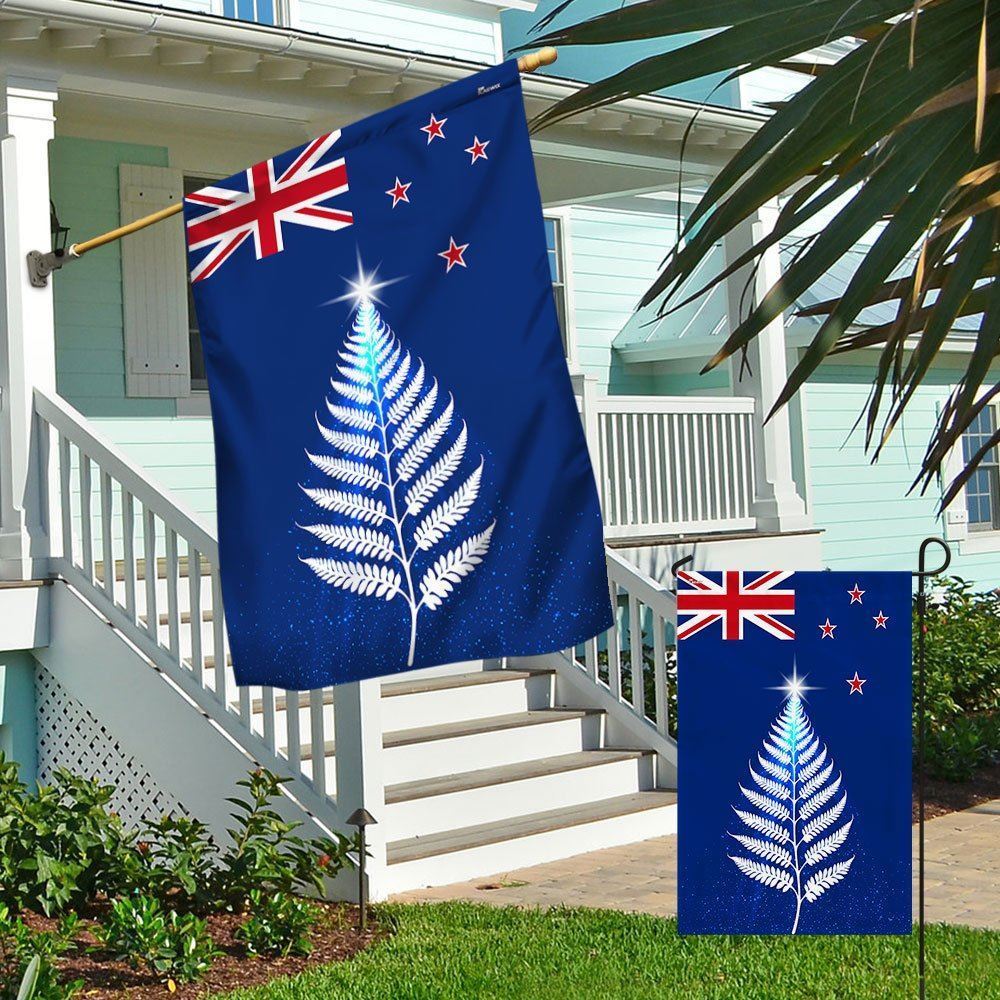 New Zealand Silver Fern Christmas Tree Christmas Flag, Christmas Gift, Christmas Garden Flags, Christmas Outdoor Flag