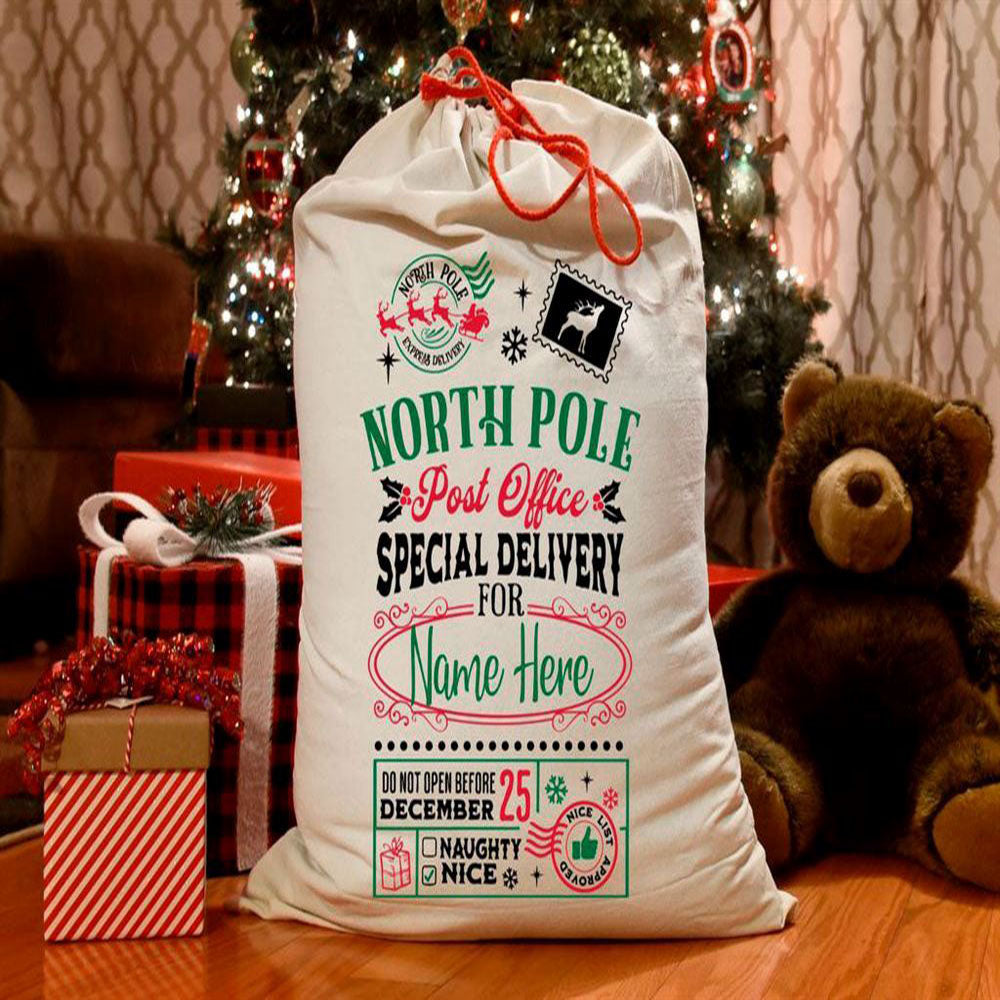 North Pole Post Office Christmas Sack, Christmas Bag Gift, Christmas Tree Decoration Ideas, Christmas Gift 2023